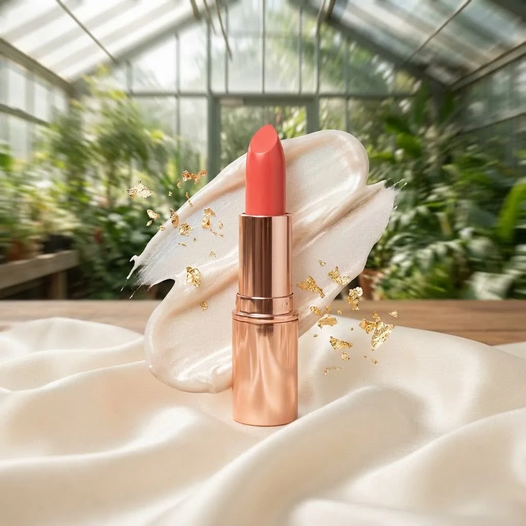 Model wearing bold black lipstick