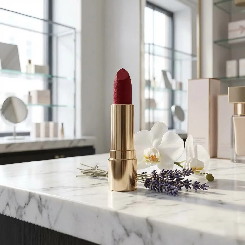 Lipstick stain on white fabric