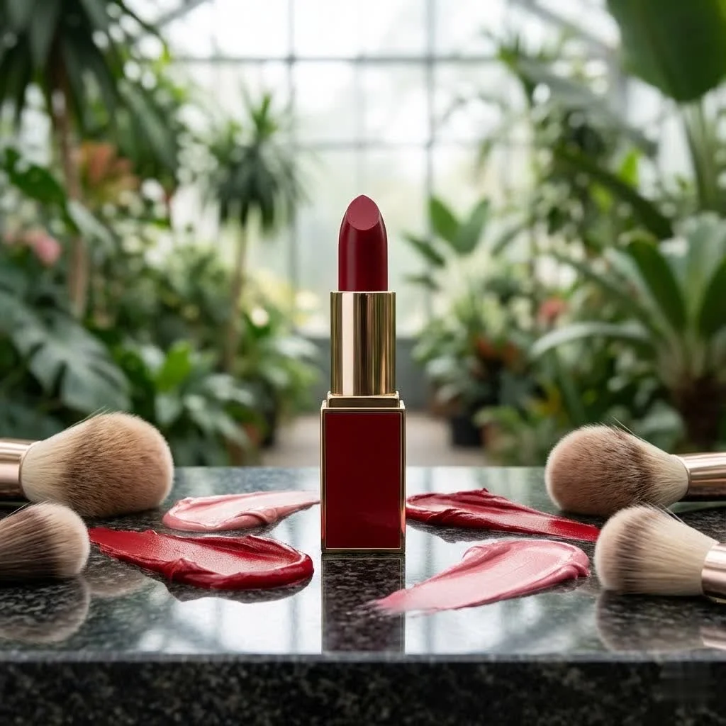 Woman applying liquid lipstick to her lips