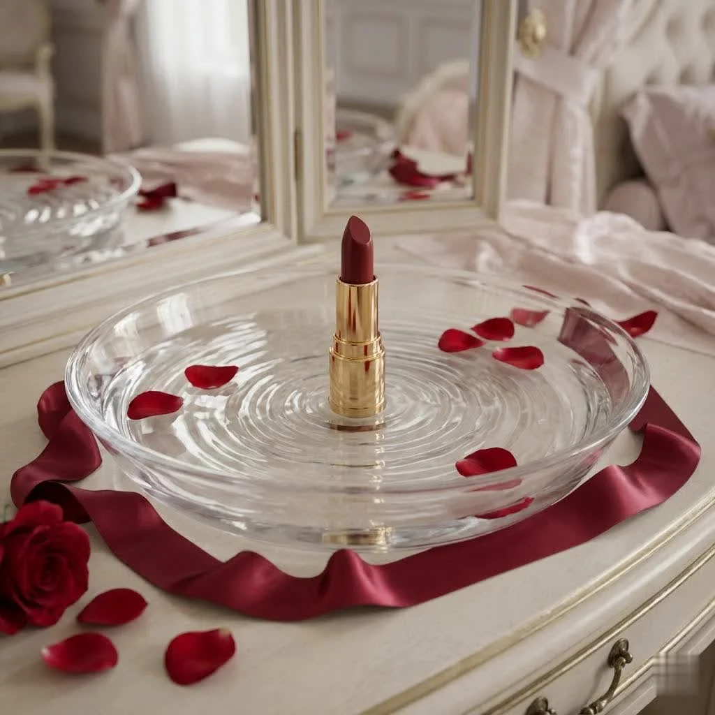 Woman wearing bold blue lipstick