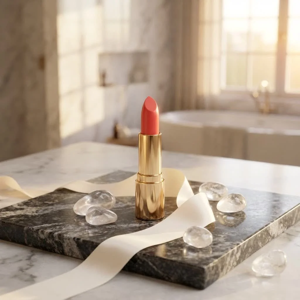 Purple lipstick shades on a woman's lips