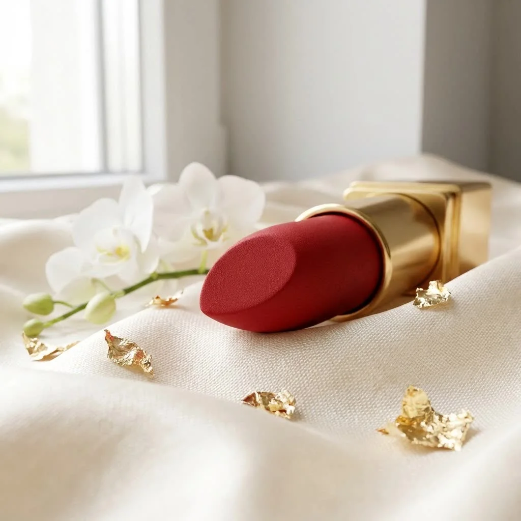Matte ink lipstick applied to lips
